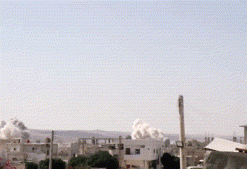 צבא בשאר מחריב את העיר דרעא, או מה שנשאר ממנה: