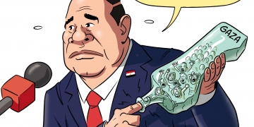 קריקטורה שלנו. סיסי: “הפלשתינאים הם האחים שלנו. אנחנו אוהבים אותם מאוד!”